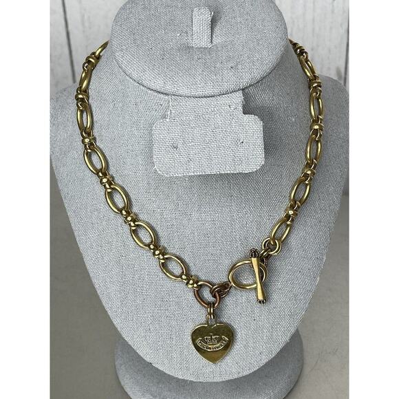 Vintage Juicy Couture Necklace Chunky Chain Link Toggle Y2K Gold Tone - Picture 1 of 5